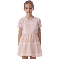 Rectangular Seamless Pattern T- Shirt Rectangular Grid Pattern - Pale Pink T- Shirt Kids  Short Sleeve Pinafore Style Dress by maxcute