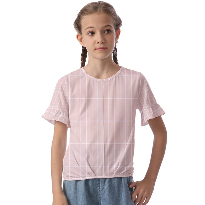 Rectangular Seamless Pattern T- Shirt Rectangular Grid Pattern - Pale Pink T- Shirt Kids  Cuff Sleeve Scrunch Bottom Tee