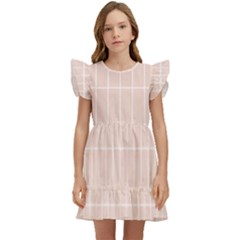 Rectangular Seamless Pattern T- Shirt Rectangular Grid Pattern - Pale Pink T- Shirt Kids  Winged Sleeve Dress by maxcute