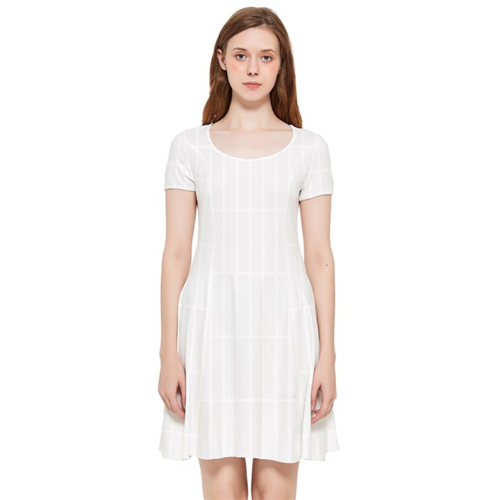 Rectangular Seamless Pattern T- Shirt Rectangular Grid Pattern - White T- Shirt Inside Out Cap Sleeve Dress