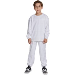 Rectangular Seamless Pattern T- Shirt Rectangular Grid Pattern - White T- Shirt Kids  Sweatshirt Set