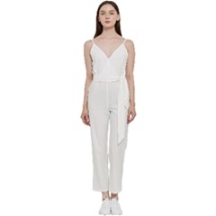 Rectangular T- Shirt Rectangular Grid Pattern - Grey T- Shirt V-neck Spaghetti Strap Tie Front Jumpsuit