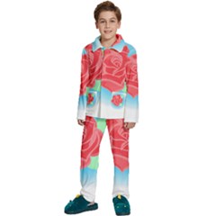 Rose T- Shirt Neotraditional Rose T- Shirt Kids  Long Sleeve Velvet Pajamas Set