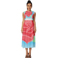 Rose T- Shirt Neotraditional Rose T- Shirt Sleeveless Round Neck Midi Dress