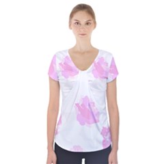 Roses T- Shirt Roses Life Pattern T- Shirt Short Sleeve Front Detail Top by maxcute