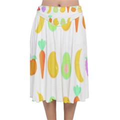 Seamless Pattern Fruits And Vegetables T- Shirt Seamless Pattern Fruits And Vegetables T- Shirt Velvet Flared Midi Skirt by maxcute