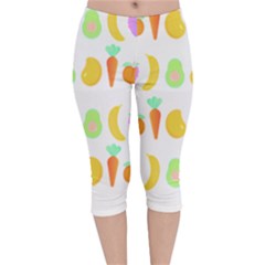 Seamless Pattern Fruits And Vegetables T- Shirt Seamless Pattern Fruits And Vegetables T- Shirt Velvet Capri Leggings  by maxcute