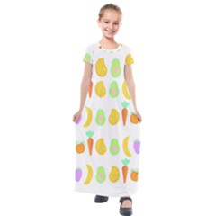 Seamless Pattern Fruits And Vegetables T- Shirt Seamless Pattern Fruits And Vegetables T- Shirt Kids  Short Sleeve Maxi Dress by maxcute