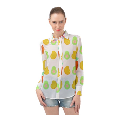 Seamless Pattern Fruits And Vegetables T- Shirt Seamless Pattern Fruits And Vegetables T- Shirt Long Sleeve Chiffon Shirt by maxcute