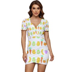 Seamless Pattern Fruits And Vegetables T- Shirt Seamless Pattern Fruits And Vegetables T- Shirt Low Cut Cap Sleeve Mini Dress