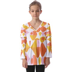 Shapes T- Shirt Shapes T- Shirt Kids  V Neck Casual Top