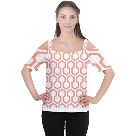 Shining Stephen King T- Shirt Geometric Pattern Looped Hexagons Orange Red Brown Cutout Shoulder Tee by maxcute