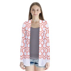 Shining Stephen King T- Shirt Geometric Pattern Looped Hexagons Orange Red Brown Drape Collar Cardigan by maxcute