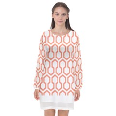 Shining Stephen King T- Shirt Geometric Pattern Looped Hexagons Orange Red Brown Long Sleeve Chiffon Shift Dress  by maxcute