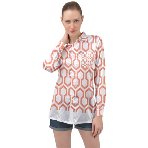 Shining Stephen King T- Shirt Geometric Pattern Looped Hexagons Orange Red Brown Long Sleeve Satin Shirt by maxcute