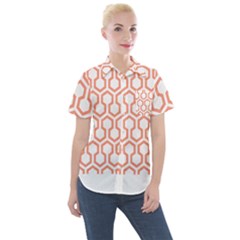 Shining Stephen King T- Shirt Geometric Pattern Looped Hexagons Orange Red Brown Women s Short Sleeve Pocket Shirt