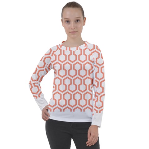 Shining Stephen King T- Shirt Geometric Pattern Looped Hexagons Orange Red Brown Women s Long Sleeve Raglan Tee by maxcute