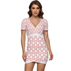 Shining Stephen King T- Shirt Geometric Pattern Looped Hexagons Orange Red Brown Low Cut Cap Sleeve Mini Dress