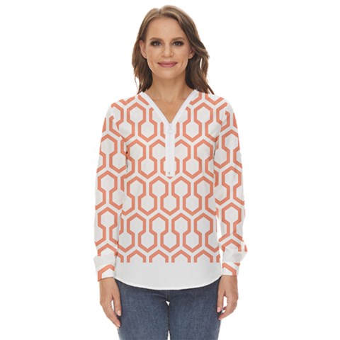 Shining Stephen King T- Shirt Geometric Pattern Looped Hexagons Zip Up Long Sleeve Blouse by maxcute