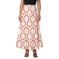 Shining Stephen King T- Shirt Geometric Pattern Looped Hexagons Tiered Ruffle Maxi Skirt