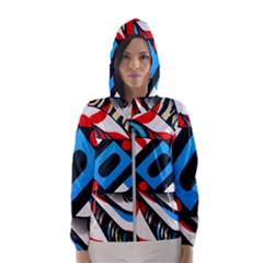 Abstract Background Pattern Women s Hooded Windbreaker