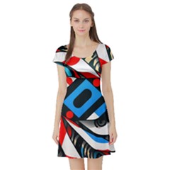 Abstract Background Pattern Short Sleeve Skater Dress