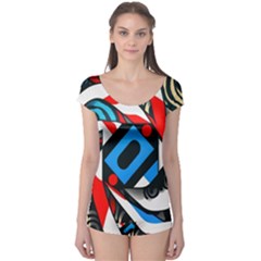 Abstract Background Pattern Boyleg Leotard 