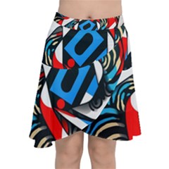 Abstract Background Pattern Chiffon Wrap Front Skirt