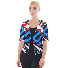 Abstract Background Pattern Cropped Button Cardigan