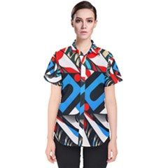 Abstract Background Pattern Women s Short Sleeve Shirt