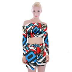 Abstract Background Pattern Off Shoulder Top With Mini Skirt Set