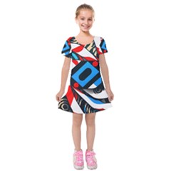 Abstract Background Pattern Kids  Short Sleeve Velvet Dress