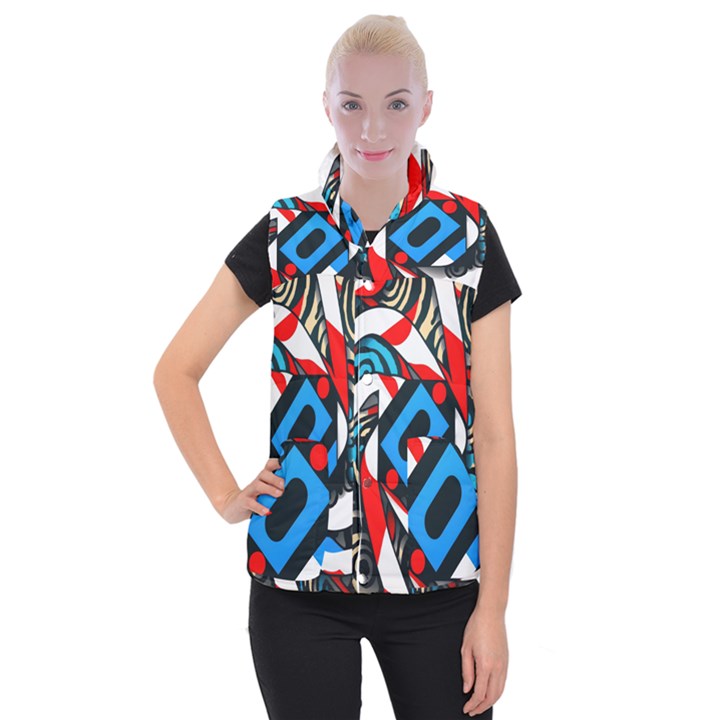 Abstract Background Pattern Women s Button Up Vest