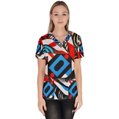 Abstract Background Pattern Women s V-neck Scrub Top