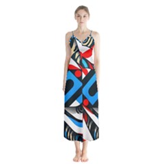 Abstract Background Pattern Button Up Chiffon Maxi Dress