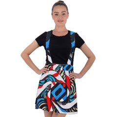 Abstract Background Pattern Velvet Suspender Skater Skirt