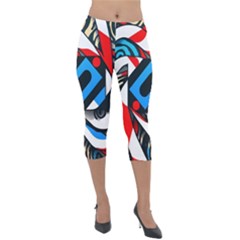 Abstract Background Pattern Lightweight Velour Capri Leggings 