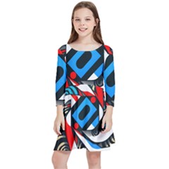 Abstract Background Pattern Kids  Quarter Sleeve Skater Dress