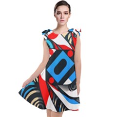 Abstract Background Pattern Tie Up Tunic Dress