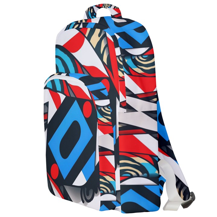 Abstract Background Pattern Double Compartment Backpack