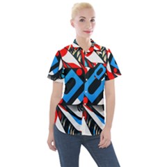 Abstract Background Pattern Women s Short Sleeve Pocket Shirt