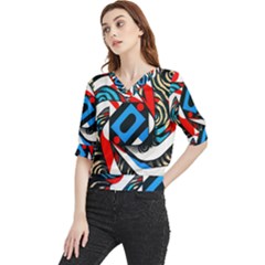 Abstract Background Pattern Quarter Sleeve Blouse