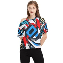 Abstract Background Pattern One Shoulder Cut Out Tee