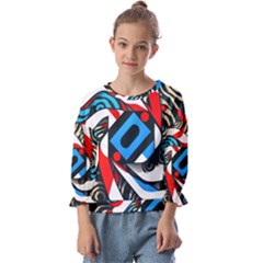 Abstract Background Pattern Kids  Cuff Sleeve Top