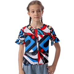 Abstract Background Pattern Kids  Cuff Sleeve Scrunch Bottom Tee