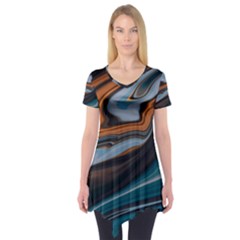 Background Pattern Design Abstract Short Sleeve Tunic 