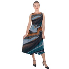 Background Pattern Design Abstract Midi Tie-back Chiffon Dress