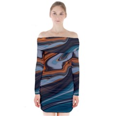 Background Pattern Design Abstract Long Sleeve Off Shoulder Dress