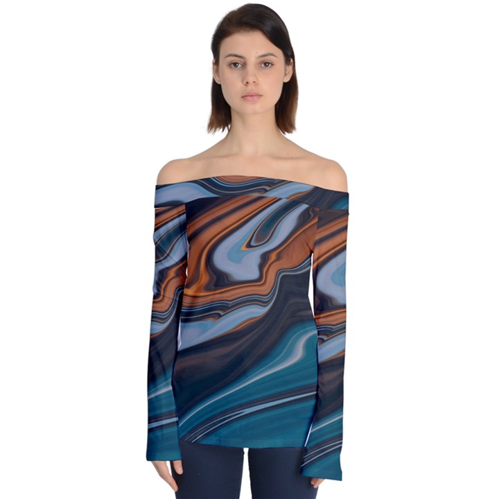 Background Pattern Design Abstract Off Shoulder Long Sleeve Top