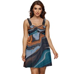 Background Pattern Design Abstract Ruffle Strap Babydoll Chiffon Dress